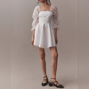 Amanda Uprichard Women's Lalita Organza Puff-Sleeve Mini Dress, White